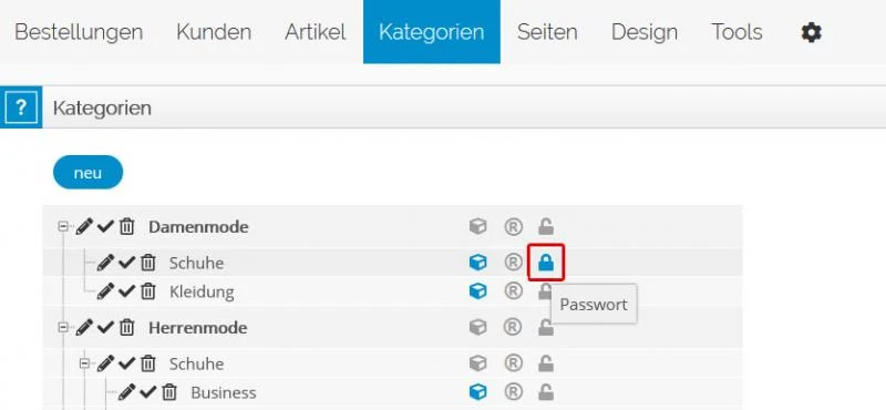 Passwort-Kategorien